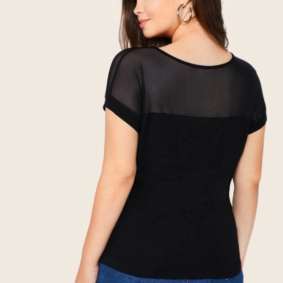 Mesh & Leopard Print Top - Picture 2 of 5